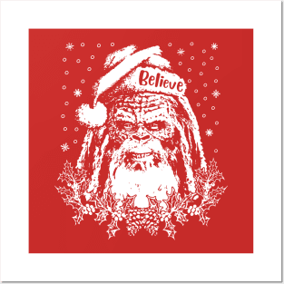 bigfoot santa Posters and Art